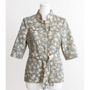 Doncaster Collection Womens Tweed Jacket Size 10 Blue Gold Lady like Business